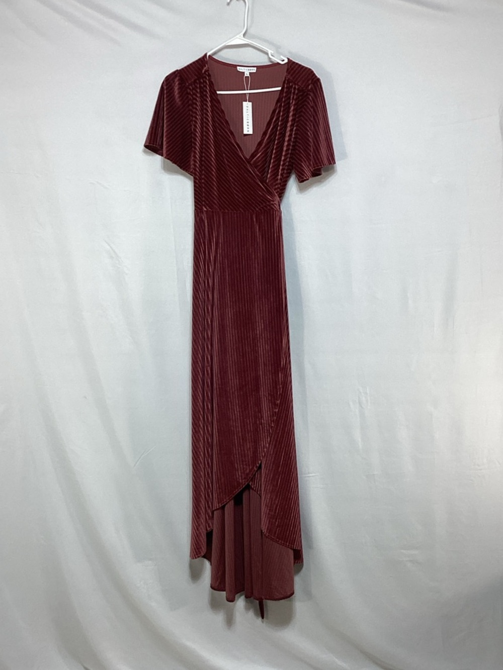 NWT Baltic Born Burgundy Ribbed Velvet Wrap Maxi Dress - Picture 5 of 11